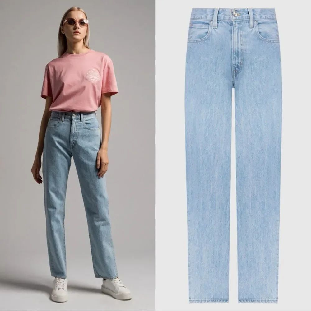 SLVRLAKE London straight let jeans in “Clear Skies” light wash